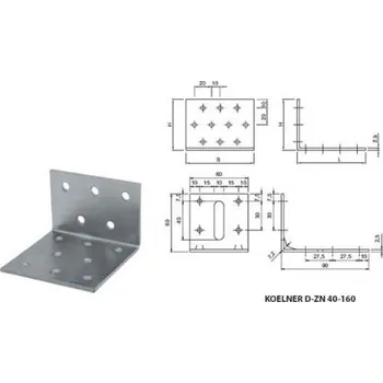 Tesařské kování Koelner Nerovnoramenný úhelník Plus Koelner D-ZN D-ZN-5905 50x90x50 mm