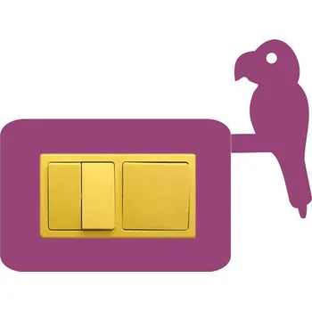 Samolepící dekorace Samolepka pod vypínač Papoušek (dvojrámeček) (samolepka na zeď)