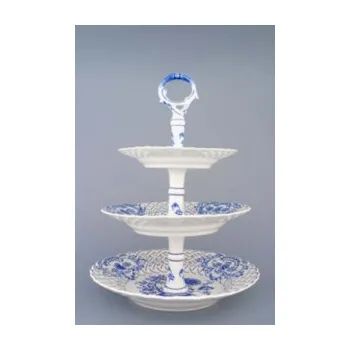 Český porcelán Etažér 3 dílný prolamovaný s porcelánovou tyčkou