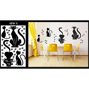Samolepící dekorace Samolepka na zeď Kočky 3 (dekorace na zeď)