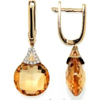 Náušnice Náušnice s diamanty, citrín, kolekce Magic, žluté zlato (3830353)
