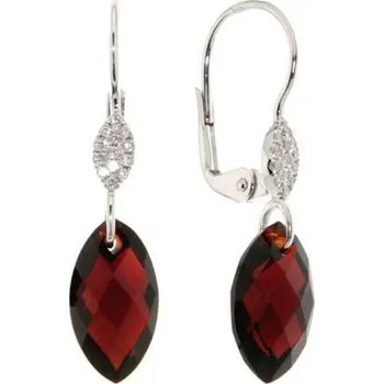 Prsten Náušnice s diamanty, almandýn, kolekce Breeze, bílé zlato