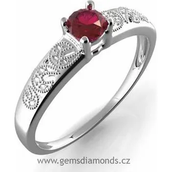 Prsten Klenoty Budín Zlatý GEMS prsten s diamanty, almandýn, bílé zlato, Johana 3860308 (Klenoty Budín Zlatý GEMS prsten s diamanty, almandýn, bílé zlato, Johana 386-0308)