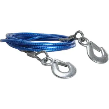 Tažné lano Lano vyprošťovací 2 tuny s háky - ocelové 6mm, 4m
