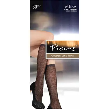 Dámské punčochy MERA 30den-vzorované podkolenky FIORE grafit-tmavě šedé uni