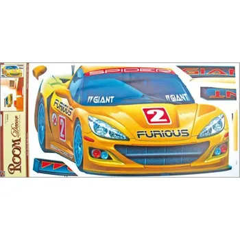 Samolepící dekorace Samolepka Room Decor žluté auto 69x32cm DOPRODEJ (samolepka na zeď)