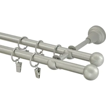 Garnýž Garnýž kovová 300 cm dvouřadá - dvojitá 16 koule matná stříbrná