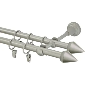 Garnýž kovová 200 cm dvouřadá - dvojitá 16 hrot double, matná stříbrná