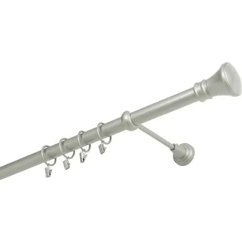 Garnýž kovová 200 cm jednořadá 25 žezlo stříbrná mat