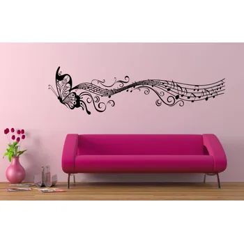 Samolepící dekorace Samolepka na zeď Motýl nesoucí noty (dekorace na zeď)