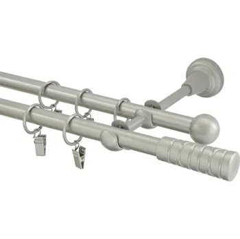 Garnýž Garnýž kovová 240 cm dvouřadá - dvojitá 16 torino matná stříbrná