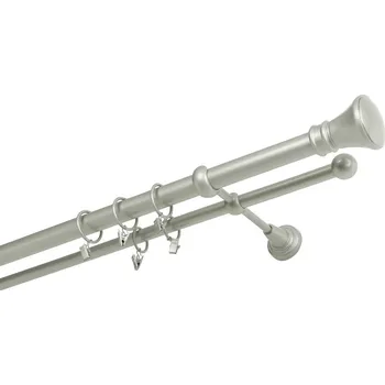 Garnýž Garnýž kovová 320 cm dvouřadá - dvojitá 25 žezlo stříbrná mat