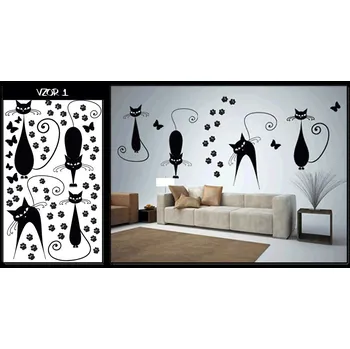 Samolepící dekorace Samolepka na zeď Kočky (dekorace na zeď)