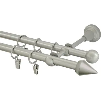 Garnýž Garnýž kovová 300 cm dvouřadá - dvojitá 16 hrot matná stříbrná