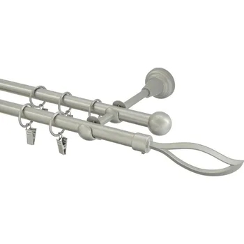 Garnýž Garnýž kovová 300 cm dvouřadá - dvojitá 16 blesk matná stříbrná