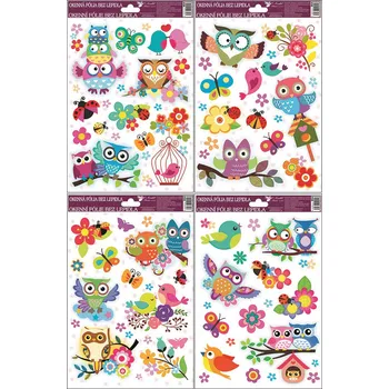 Okenní dekorace Okenní fólie se sovami 30x20cm set (Okenní fólie bez lepidla)