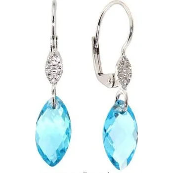Náušnice Náušnice s diamanty, blue topaz, kolekce Breeze, bílé zlato
