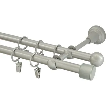 Garnýž Garnýž kovová 240 cm dvouřadá - dvojitá 16 válec matná stříbrná