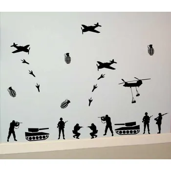 Samolepící dekorace Samolepka na zeď Vojenský set (dekorace na zeď)