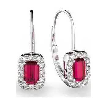 Prsten Luxusní náušnice s diamanty, rubín, bílé zlato, Josefína