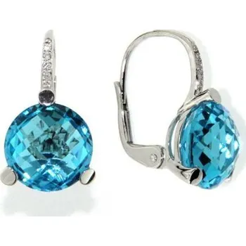 Náušnice Náušnice s diamanty, blue topaz, kolekce Natural, bílé zlato