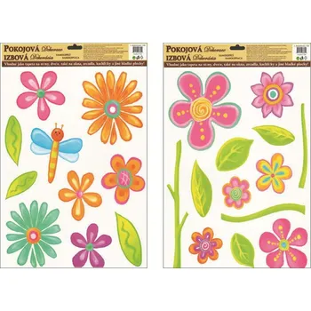 Samolepící dekorace Samolepky na zeď KVĚTY, 42x30 cm SET DOPRODEJ (Samolepka na zeď)