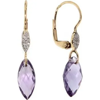 Náušnice Náušnice s diamanty, ametyst, kolekce Breeze, žluté zlato