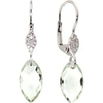 Prsten Náušnice s diamanty, zelený ametyst, kolekce Breeze, bílé zlato