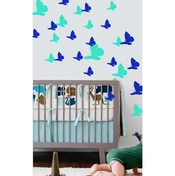 Samolepící dekorace Samolepka na zeď Motýlí hejno 64 kusů (dekorace na zeď)