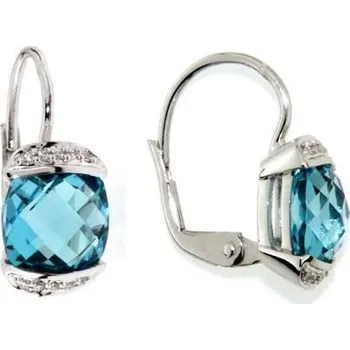 Náušnice Náušnice s diamanty, blue topaz, kolekce Glare, bílé zlato