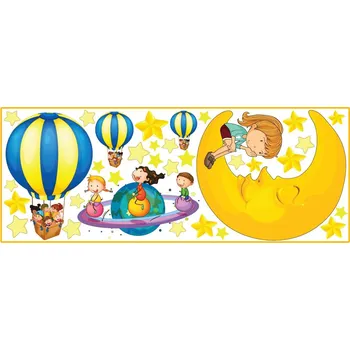 Samolepící dekorace Samolepka Měsíc a balóny 50 x 130 cm POSLEDNÍ KUS (Samolepka na zeď)