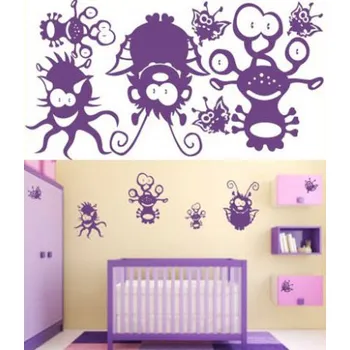 Samolepící dekorace Samolepky na zeď KIDS color - příšerky, 94x50 cm (dekorace na zeď)