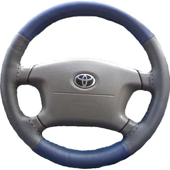 Potah na volant Kožený potah volantu Maria Cavallo šedo/modrý ( 37-39 cm)