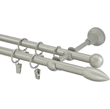 Garnýž Garnýž kovová 300 cm dvouřadá - dvojitá 16 špice matná stříbrná