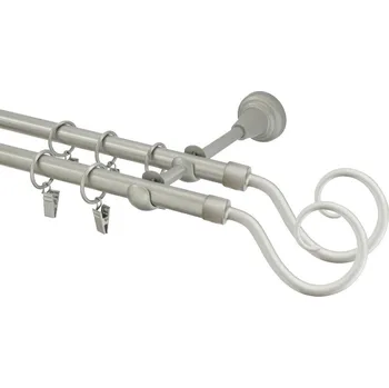 Garnýž Garnýž kovová 300 cm dvouřadá - dvojitá 16 hák double matná stříbrná