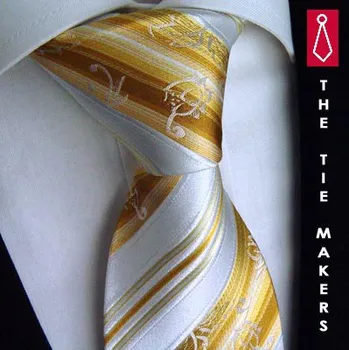 Kravata Beytnur Luxusní slavnostní kravata Beytnur200-1 zlatá bílá