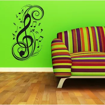 Samolepící dekorace Samolepka na zeď Noty s klíčem (dekorace na zeď)