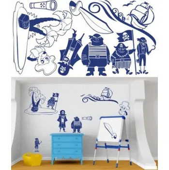 Samolepící dekorace Samolepky na zeď KIDS color - piráti, 94x50 cm (dekorace na zeď)