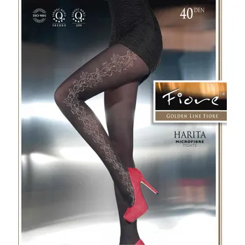 Dámské punčochy HARITA 40den-punčochové kalhoty FIORE black-černé 2-S