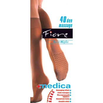 Dámské punčochy Fiore massage podkolenky 40den black-černé uni (podkolenky s profylaktickou masáží chodidel,nestahující lem)