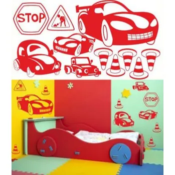 Samolepící dekorace Samolepky na zeď KIDS color - auta, 94x50 cm (dekorace na zeď)