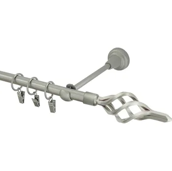 Garnýž kovová 200 cm jednořadá 16 azur matná stříbrná