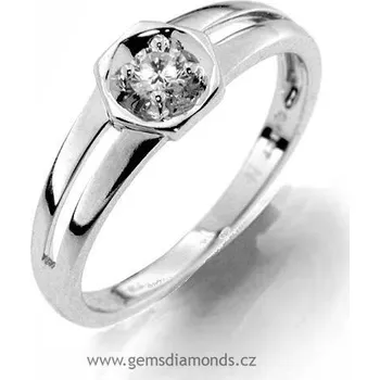 Prsten GEMS luxusní prsten s diamantem Olympie, bílé zlato 386-1202