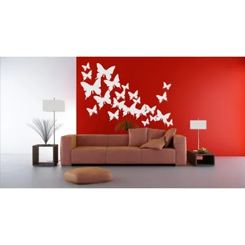 Samolepící dekorace Samolepka na zeď Motýlí hejno 55 kusů (dekorace na zeď)