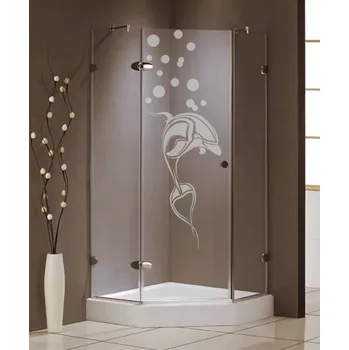 Samolepící dekorace Samolepka na sprchový kout - Delfín s bublinami