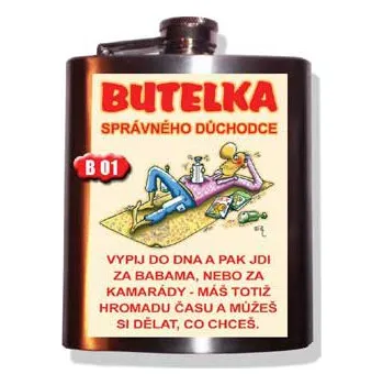 Žertovný předmět Placatice nerez - Butelka správného důchodce