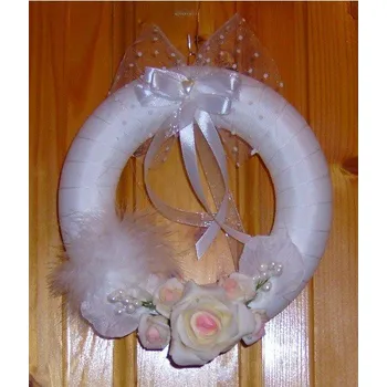 Svatební dekorace Svatební věneček,v. 19 cm,bílá,růže SV 32/1