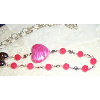 Náhrdelník Náhrdelník, růžové srdce d. 78cm N157