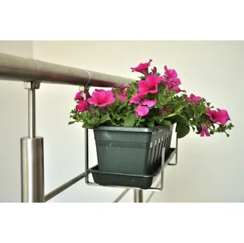 Držák na květináč a truhlík Držák květinového truhlíku na zábradlí pro madlo pr. 40 mm - nerez