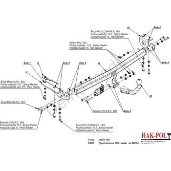 Tažné zařízení Tažné zařízení TOYOTA AVENSIS liftback (5dv.) & sedan (4dv.) T25